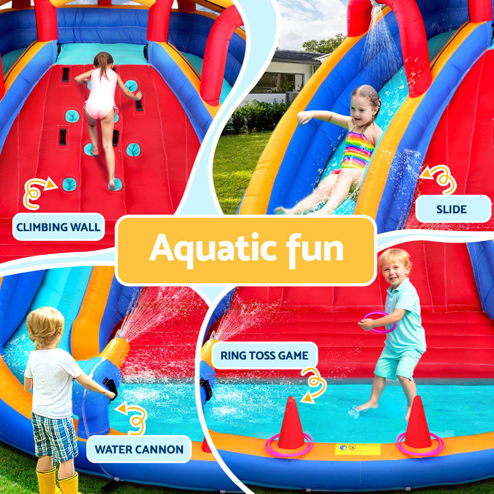 Kids Inflatable Water Park 408x386cm Slides Cannon Toss Game