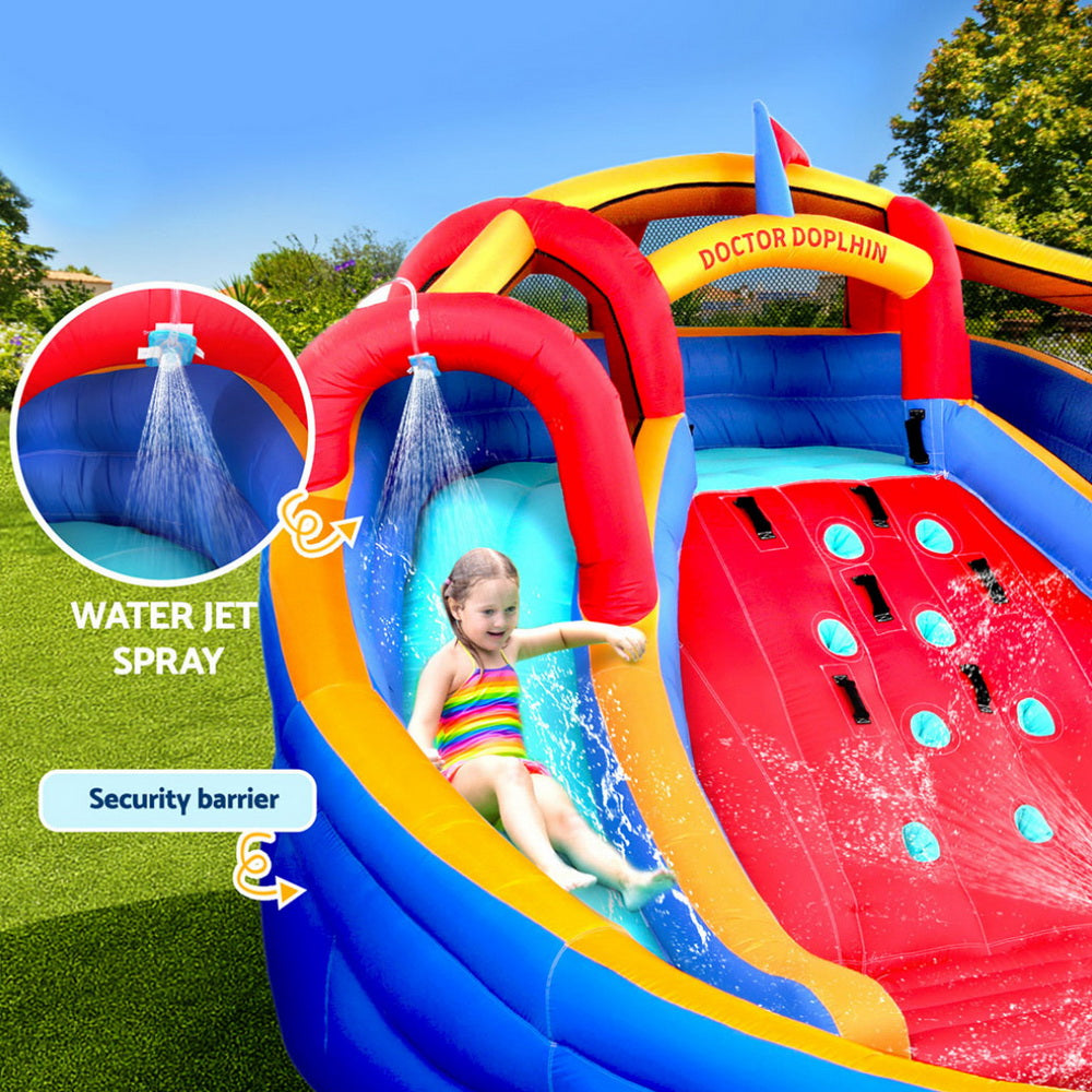Kids Inflatable Water Park 408x386cm Slides Cannon Toss Game