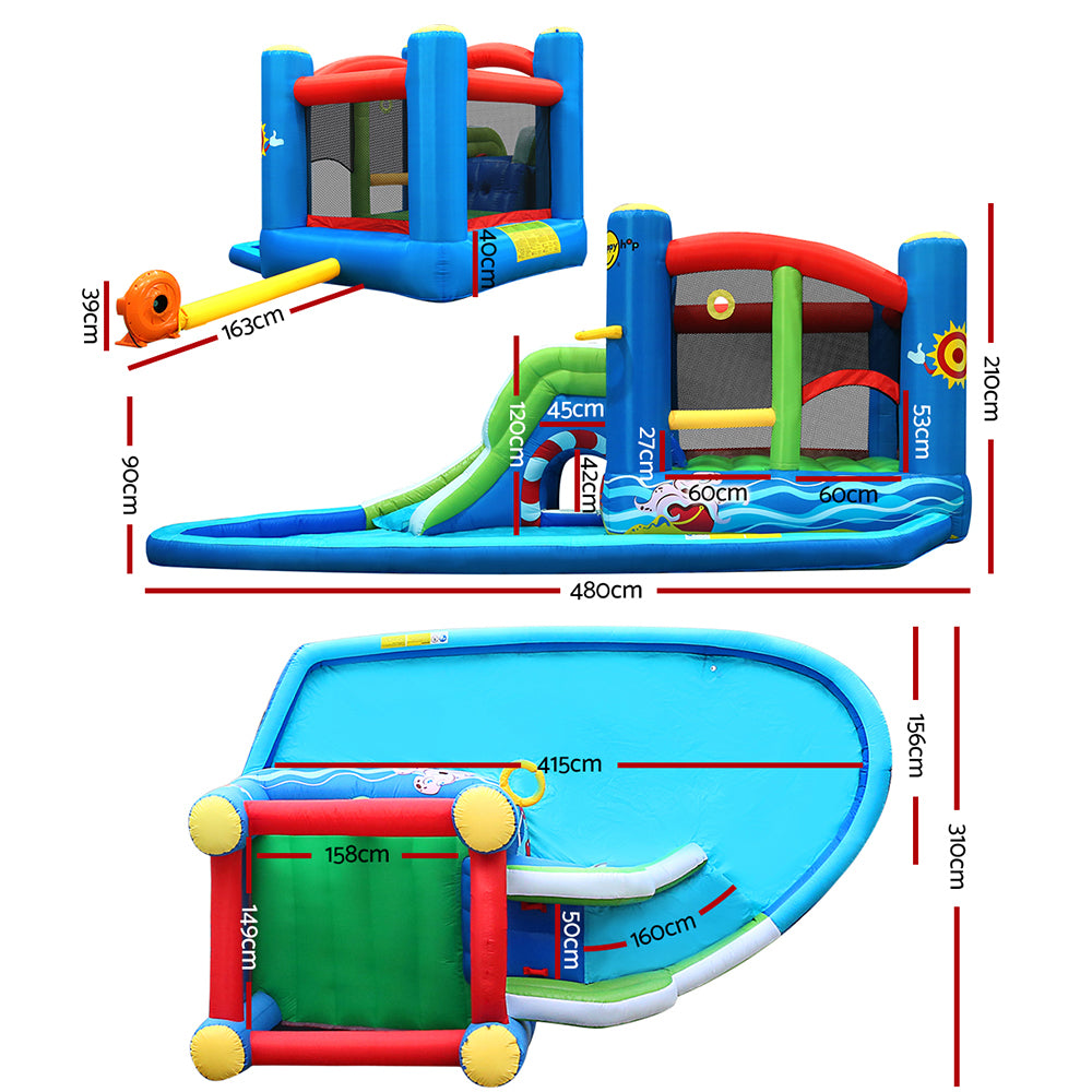 Happy Hop Kids Inflatable Water Park Slide Trampoline Castle Bouncer