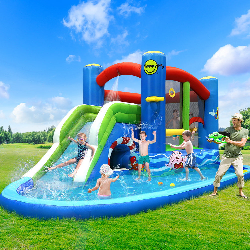Happy Hop Kids Inflatable Water Park Slide Trampoline Castle Bouncer