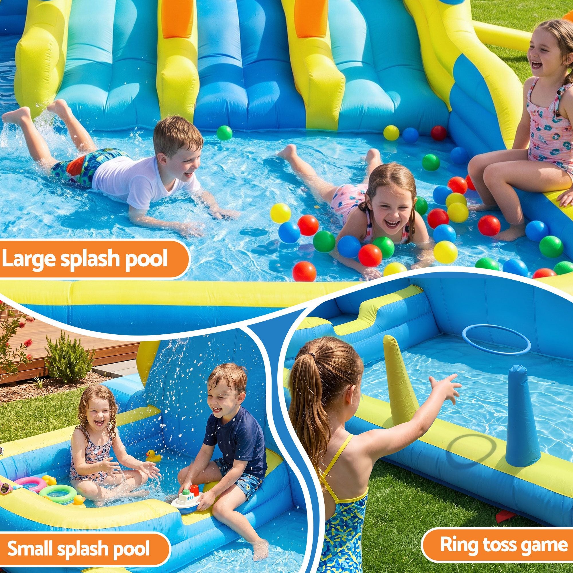 Keezi Inflatable Splash Kids Pool Water Slide Park with Blower 4m x 5.65m