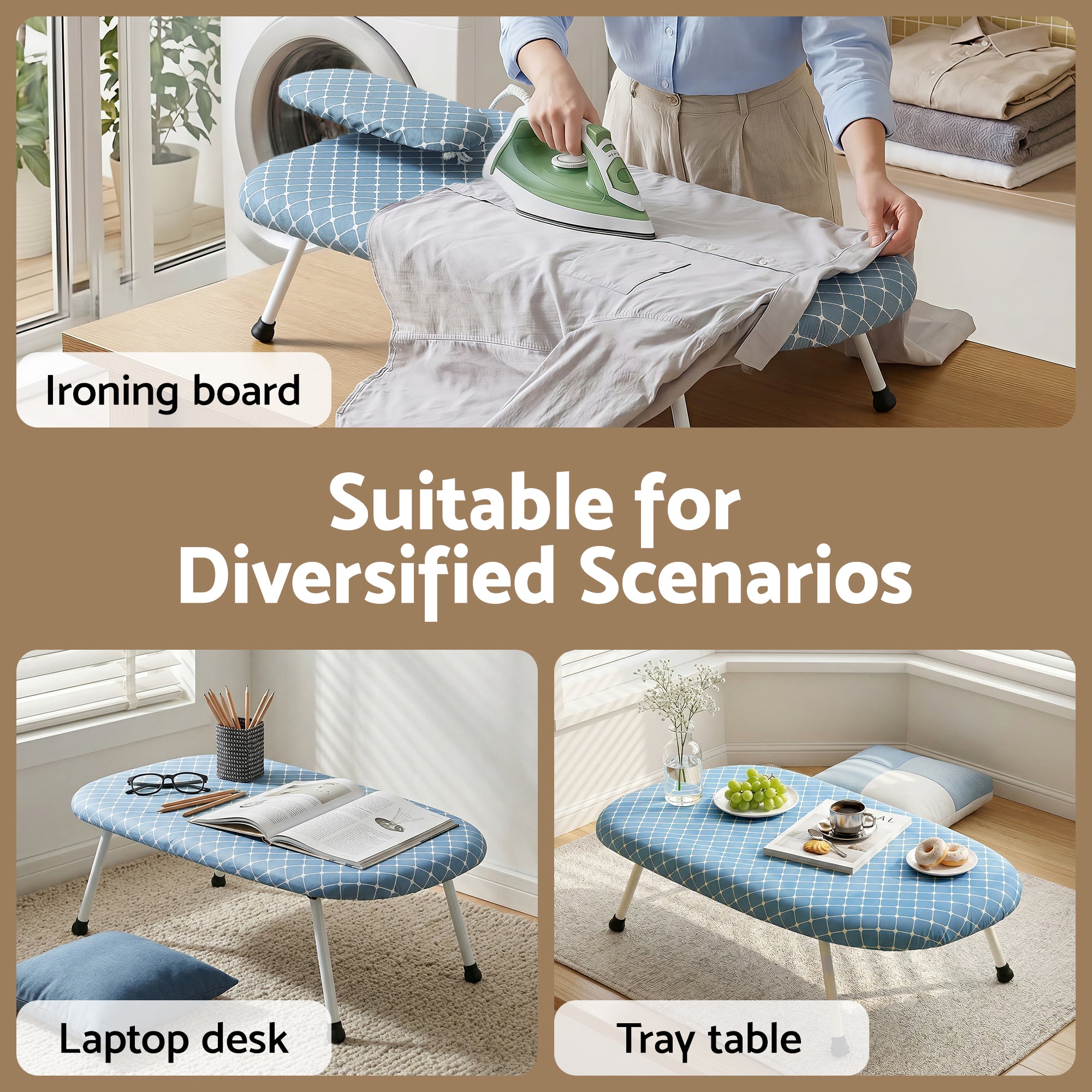 Artiss Tabletop Ironing Board with Small Ironing Boards with Folding Legs Blue