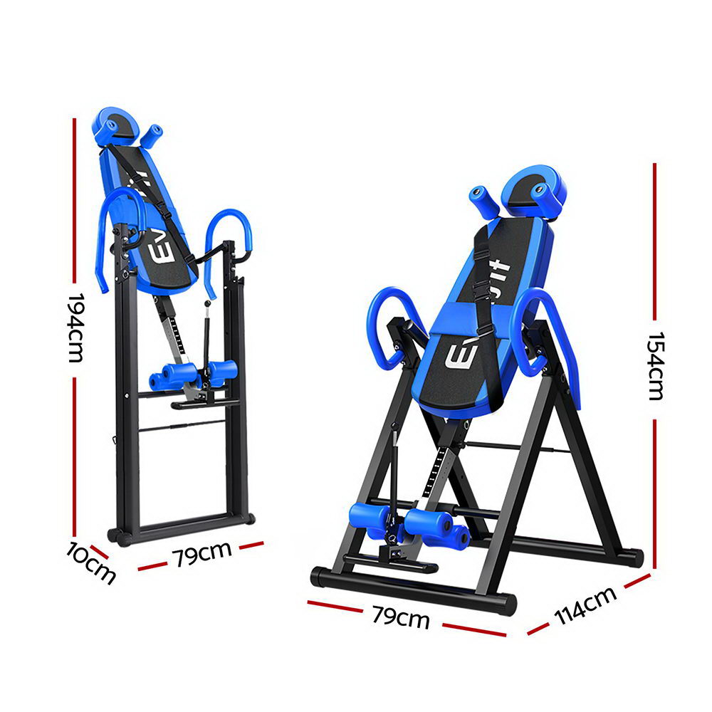Everfit Gravity Inversion Table Back Stretcher Home Gym Blue