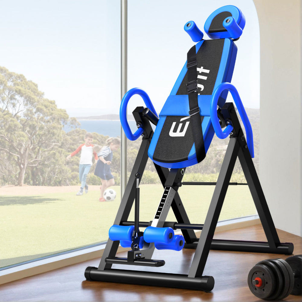 Everfit Gravity Inversion Table Back Stretcher Home Gym Blue