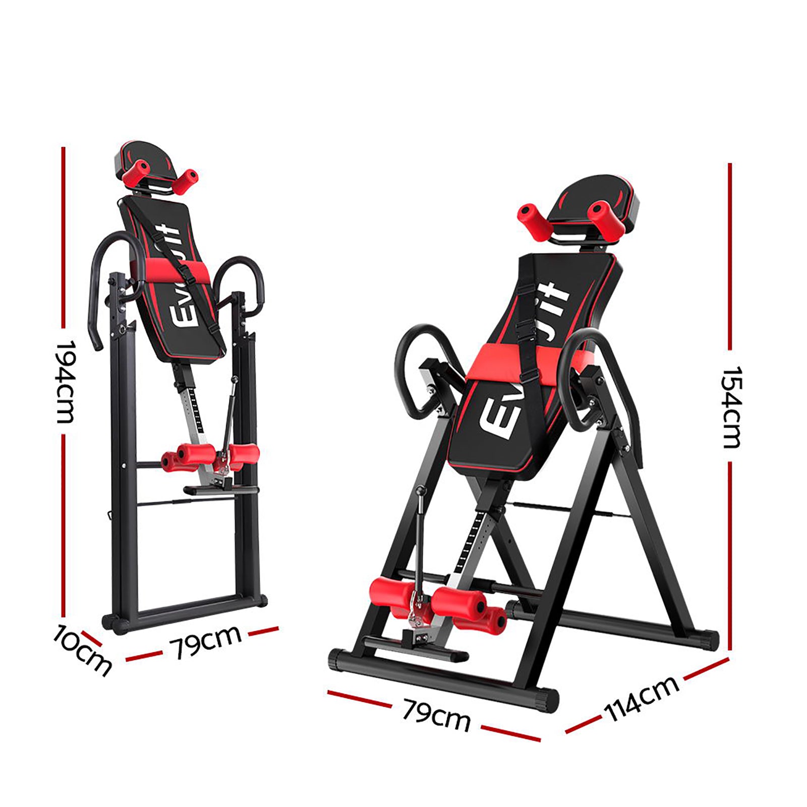 Everfit Black Inversion Table Gravity Back Stretcher Home Gym