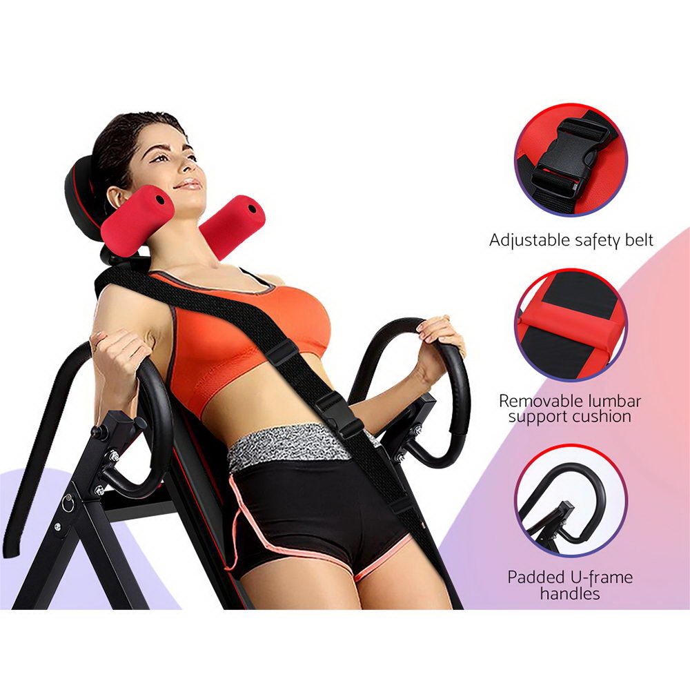 Everfit Black Inversion Table Gravity Back Stretcher Home Gym