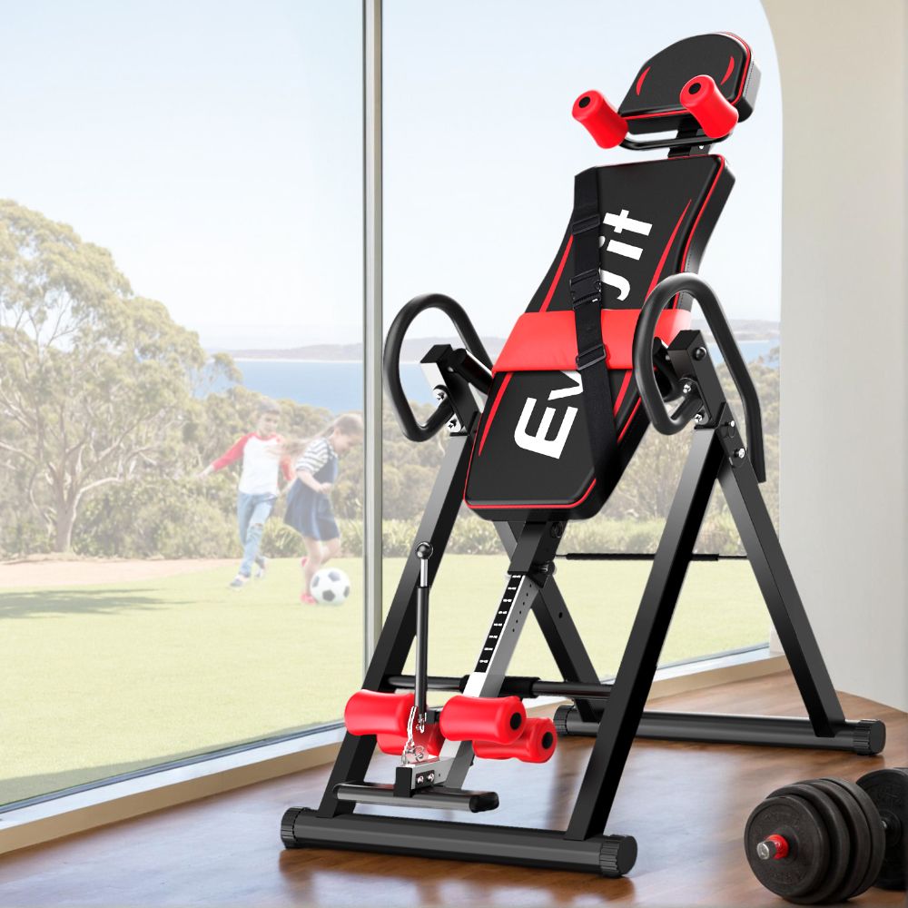 Everfit Inversion Table Gravity Exercise Back Stretcher Black