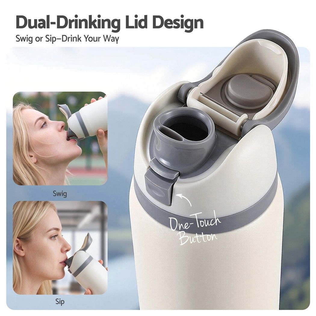 Everfit 950ML Insulated Water Bottle with Straw Stainless Steel Drink Bottle