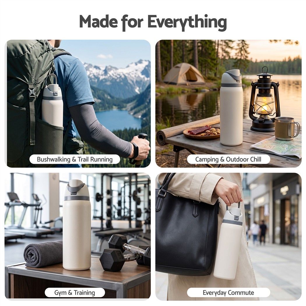 Everfit 950ml Insulated Stainless Steel Water Bottle with Straw