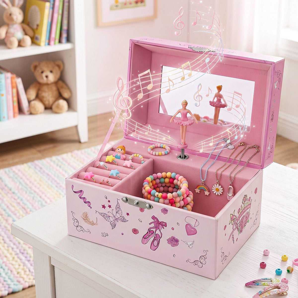 Keezi Kids Musical Jewellery Box for Girls in Pink