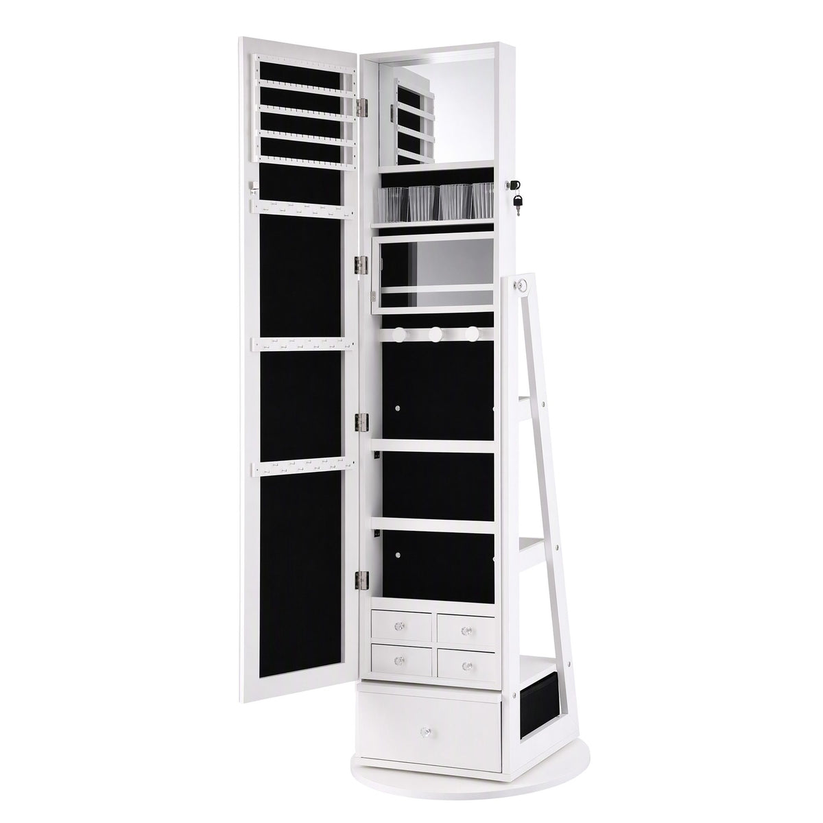 Artiss 360° Rotating Jewelry Cabinet Full Length Mirror, White