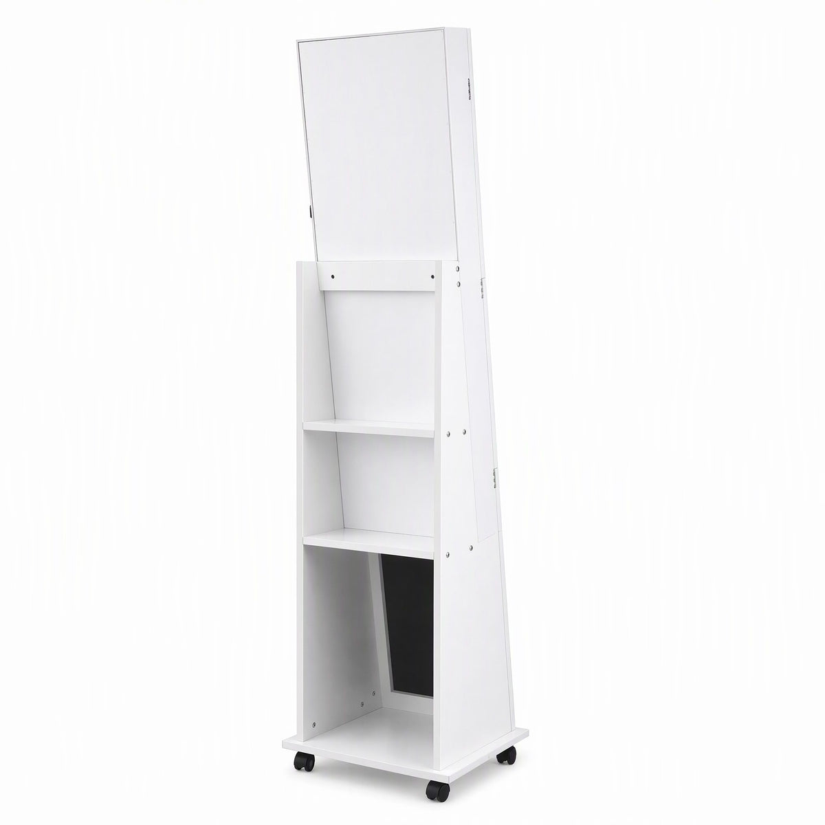 Artiss Jewelry Cabinet Frameless Full Length Mirror with Wheels, White