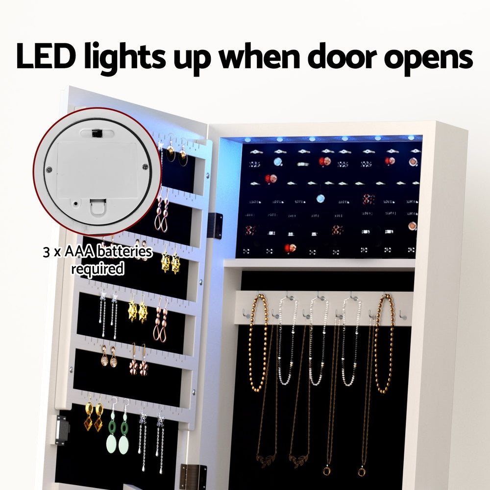 Artiss Freestanding Jewellery Cabinet Mirror LED White/Black