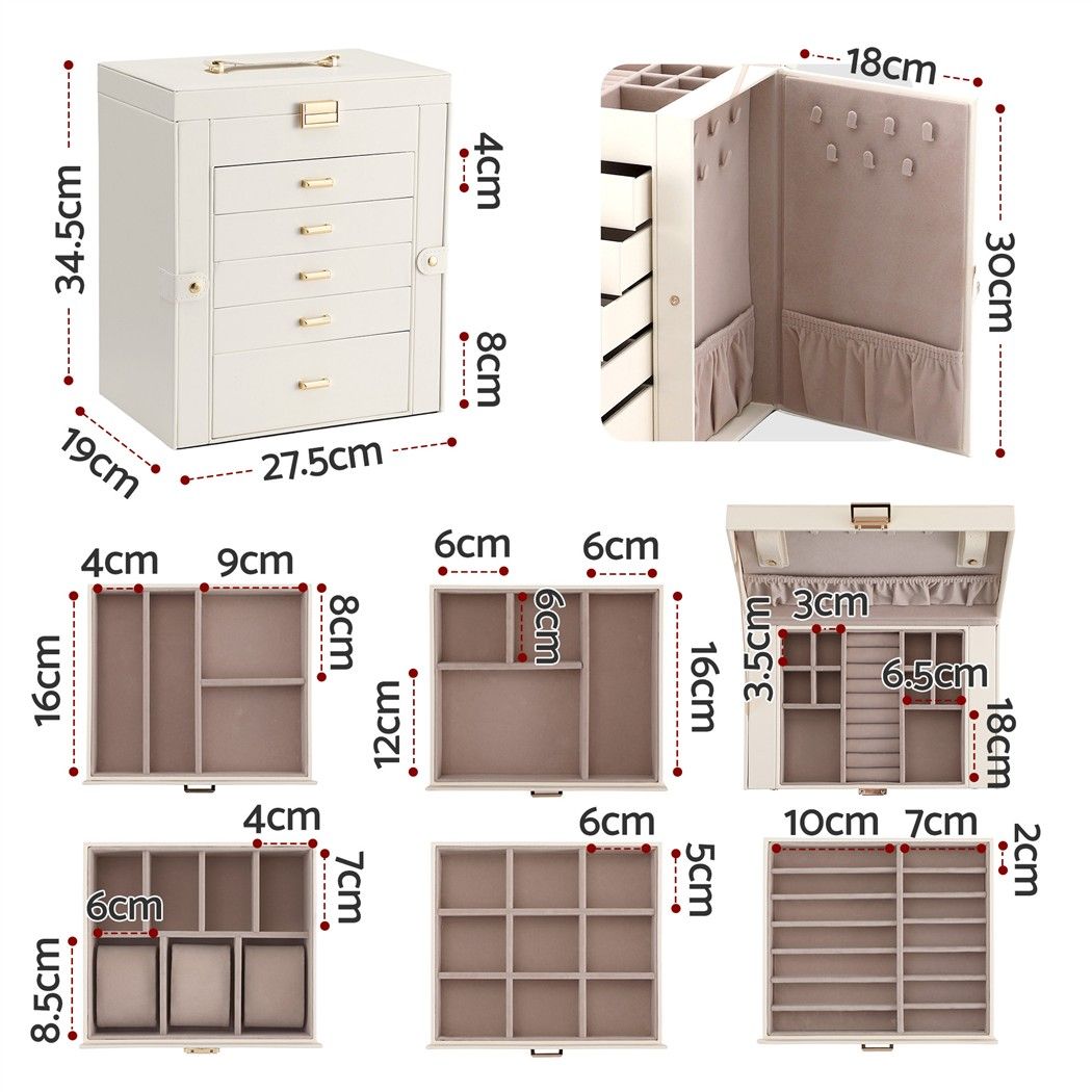 Embellir Jewellery Box 6 Layer Organiser Large Display Case Storage