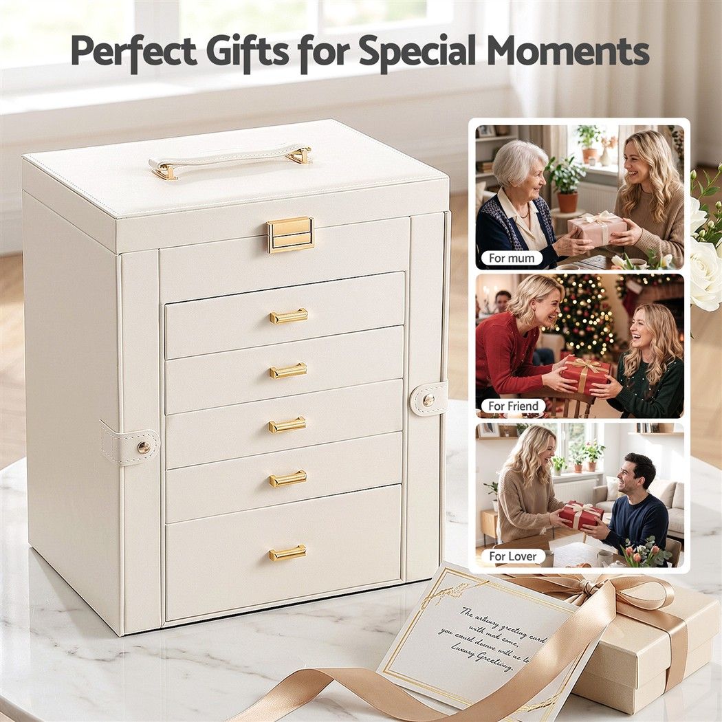 Embellir Jewellery Box 6 Layer Organiser Large Display Case Storage