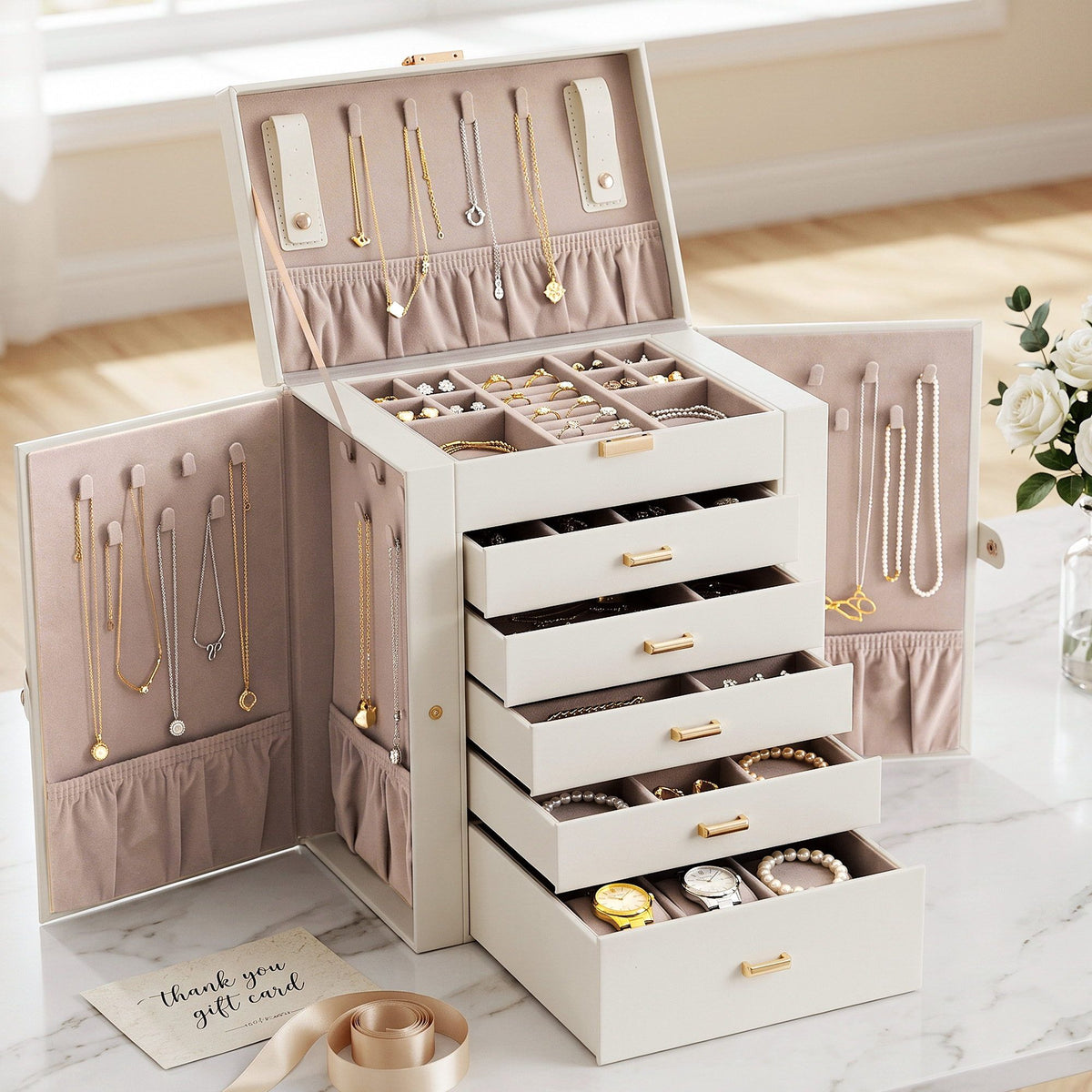 Embellir Jewellery Box 6 Layer Organiser Large Display Case Storage