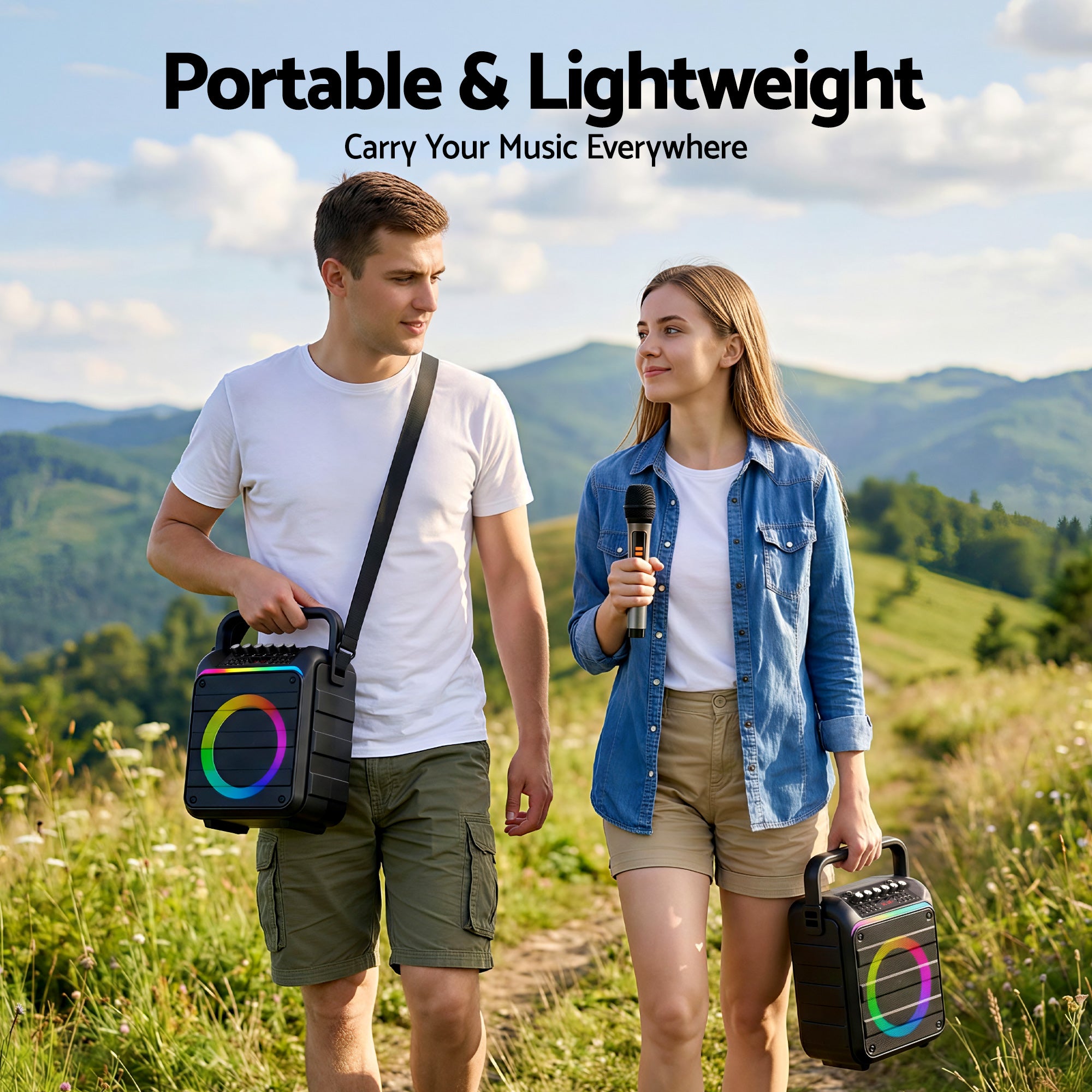 Alpha Portable Karaoke Machine with 2 Wireless Microphones Bluetooth 5.3