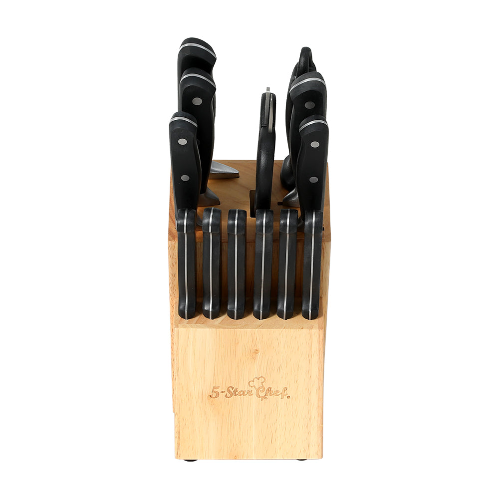5-Star Chef 14-Piece Kitchen Knife Set Stainless Steel Non-stick with Sharpener