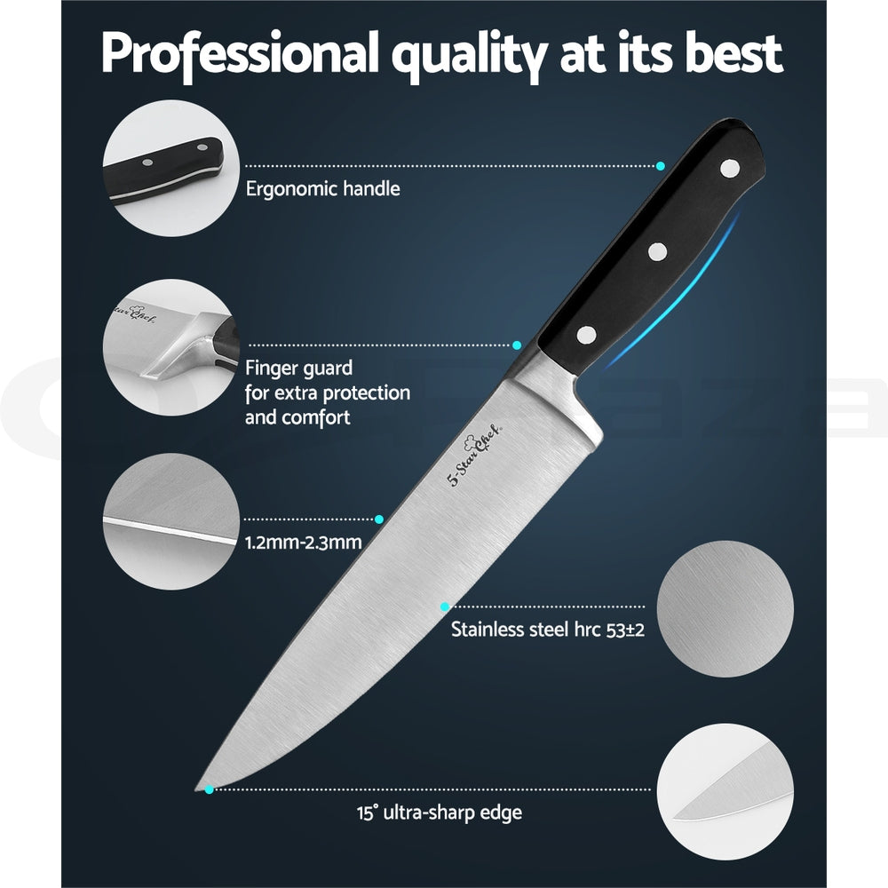5-Star Chef 14-Piece Kitchen Knife Set Stainless Steel Non-stick with Sharpener