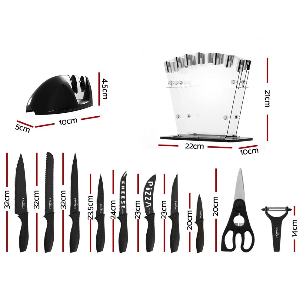 5-Star Chef 17-Piece Stainless Steel Knife Set Non-stick with Sharpener