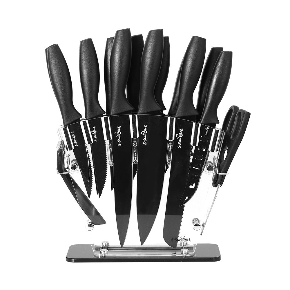 5-Star Chef 17-Piece Stainless Steel Knife Set Non-stick with Sharpener