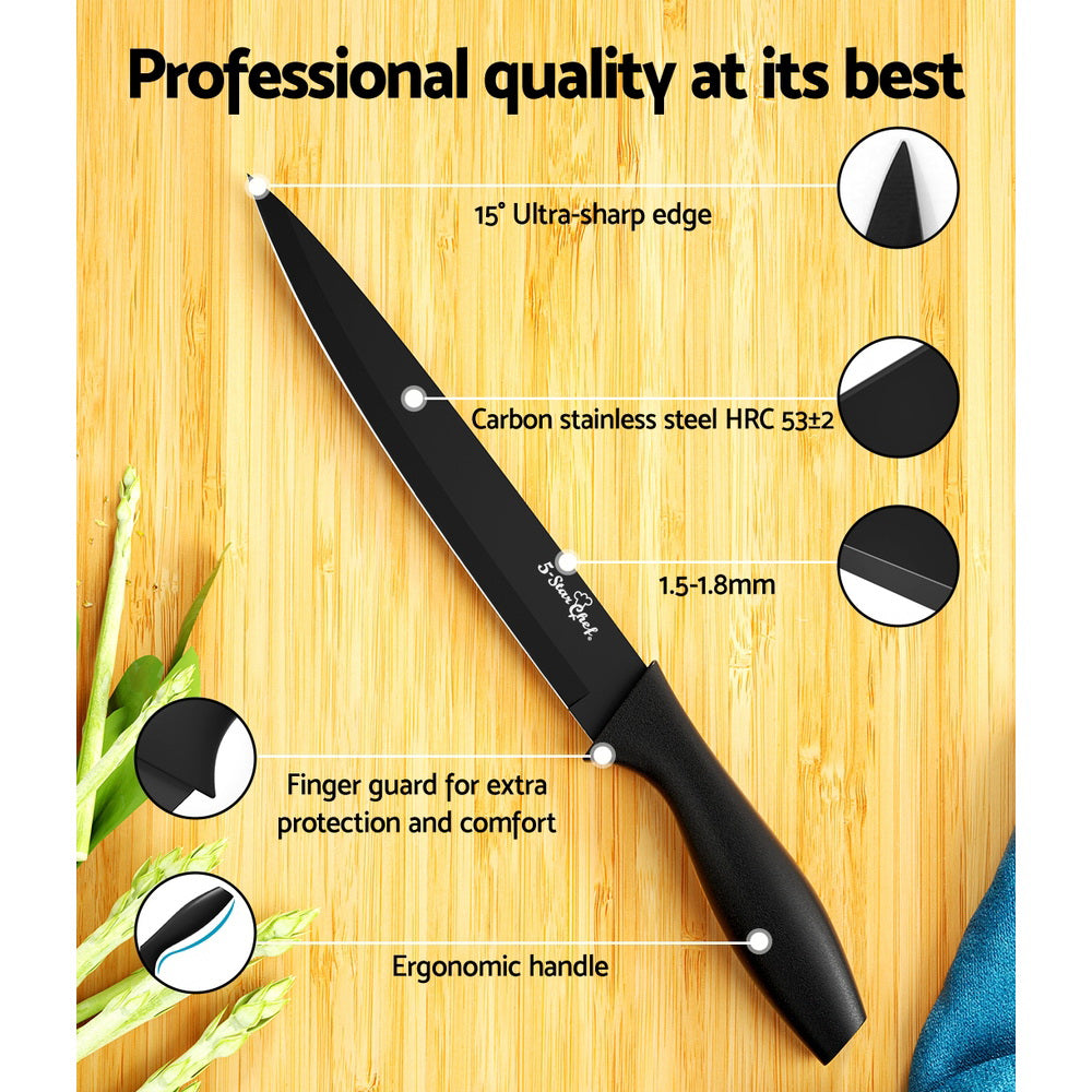 5-Star Chef 17-Piece Stainless Steel Knife Set Non-stick with Sharpener
