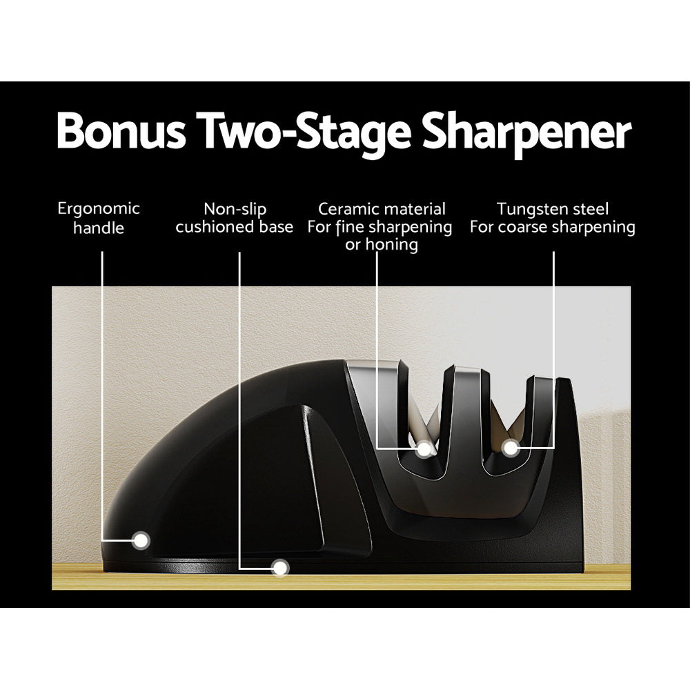5-Star Chef 17-Piece Stainless Steel Knife Set Non-stick with Sharpener