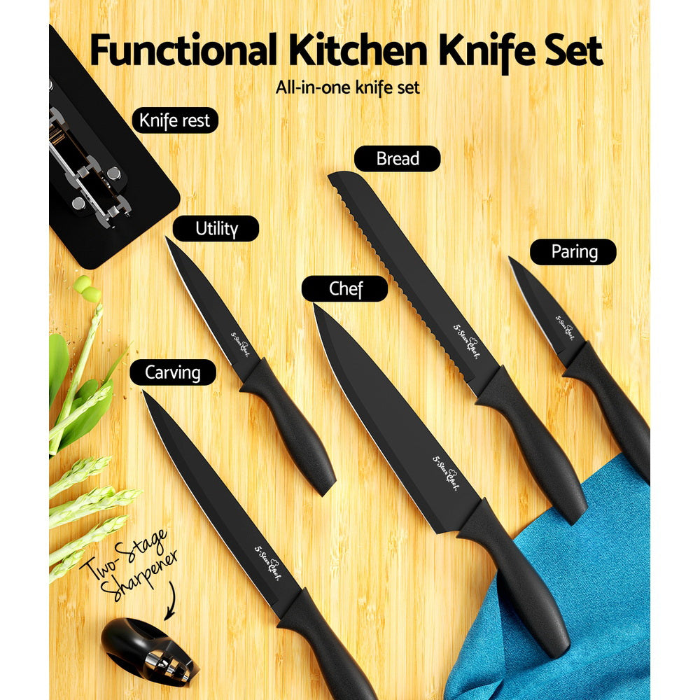5-Star Chef 7-Piece Kitchen Knife Set Stainless Steel Non-stick with Sharpener