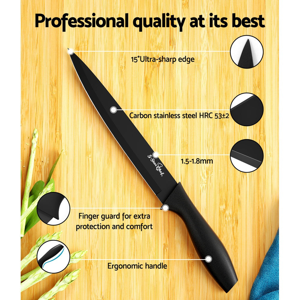 5-Star Chef 7-Piece Kitchen Knife Set Stainless Steel Non-stick with Sharpener