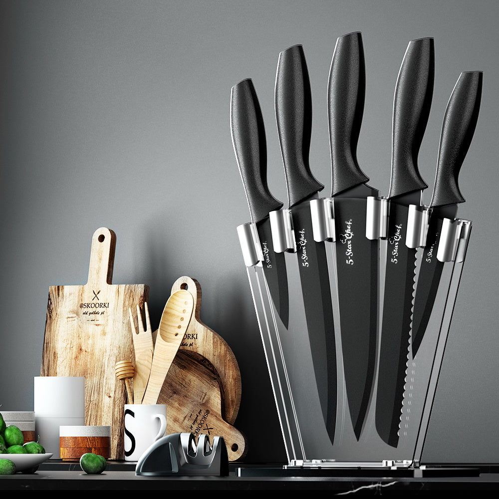 5-Star Chef 7-Piece Kitchen Knife Set Stainless Steel Non-stick with Sharpener