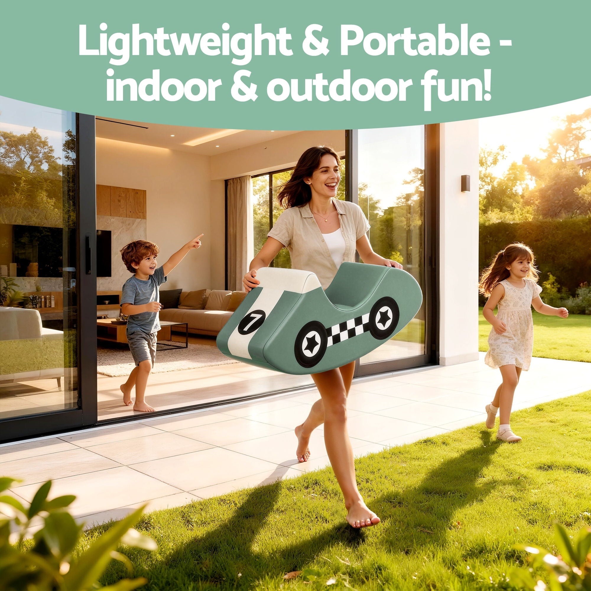 Kids Climbing Blocks Foam Toddler Playset Soft Indoor Climbing Toy Rocker Green