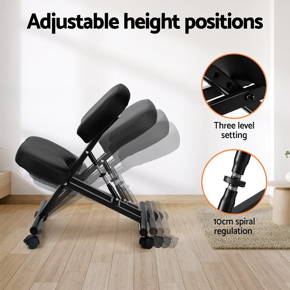 Ergonomic Kneeling Chair Adjustable Black Office Seat