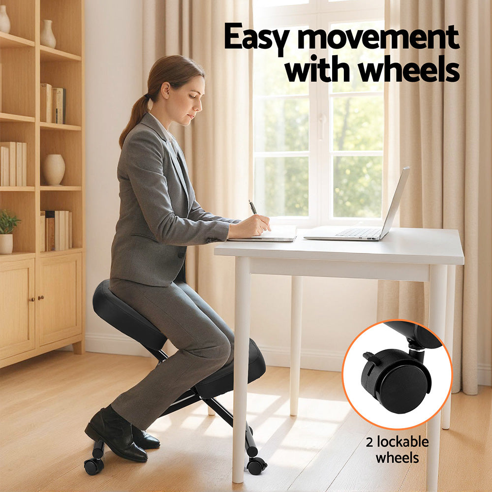 Ergonomic Kneeling Chair Adjustable Black Office Seat