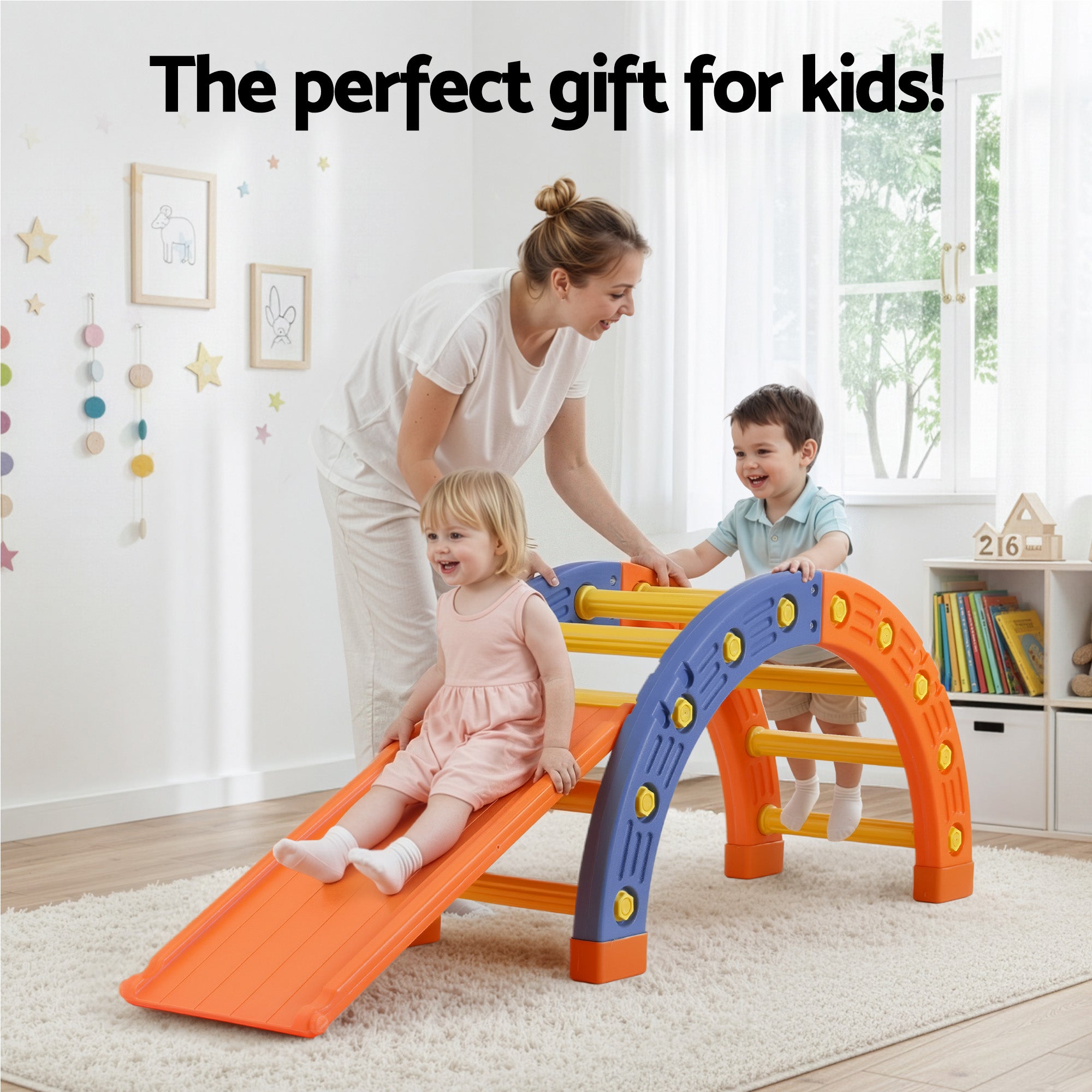 Keezi Kids Climbing Frame Set With Slide Indoor Outdoor Toddler Toys Pikler Arch Climber