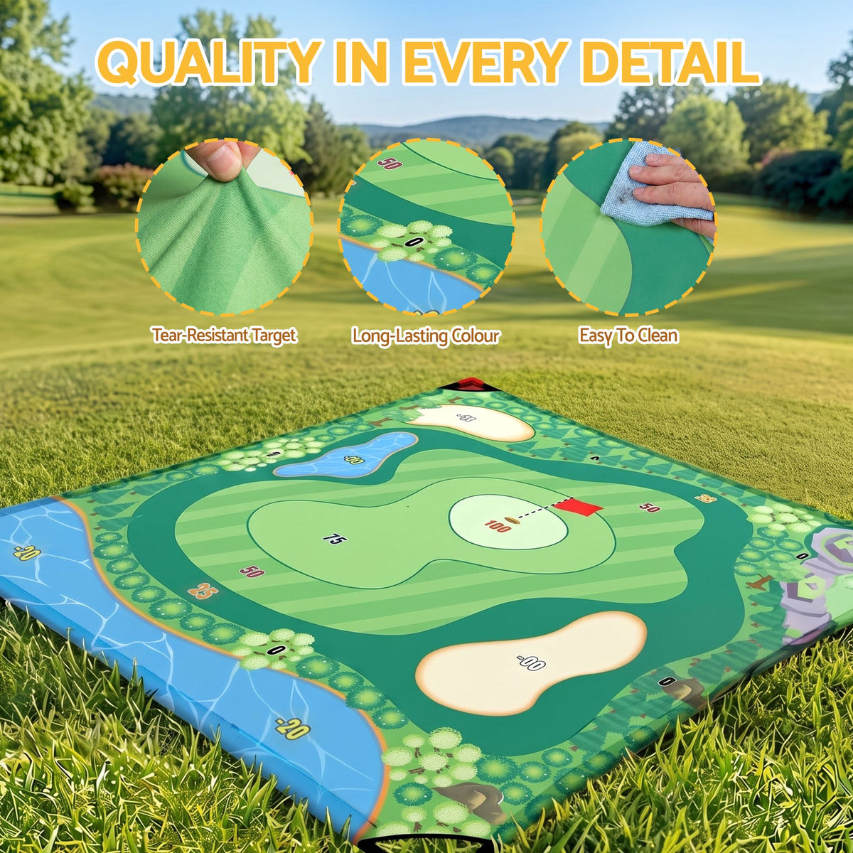Keezi Kids Golf Chipping Game Set, 24 Sticky Balls and 2 Hitting Mats