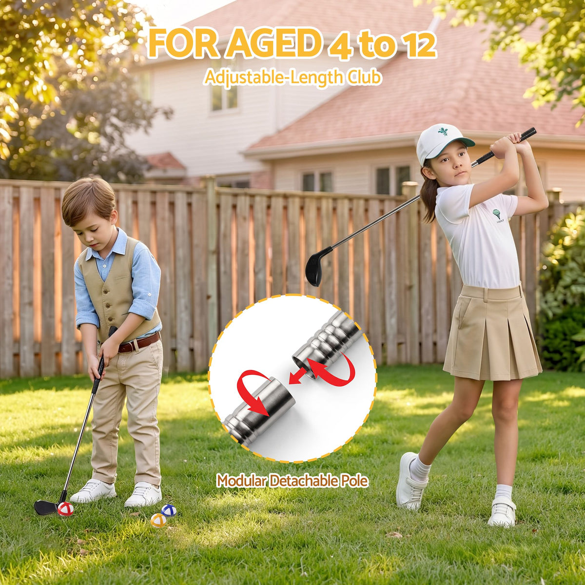 Keezi Kids Golf Chipping Game Set, 24 Sticky Balls and 2 Hitting Mats