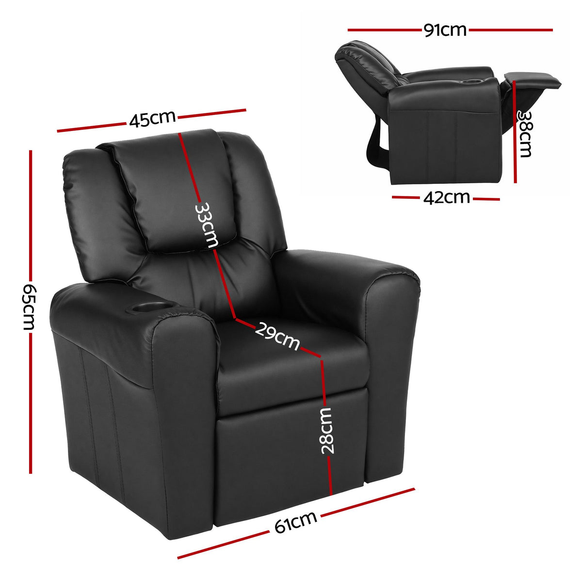 Keezi Kids Recliner Chair PU Leather Lounge Sofa Armchair