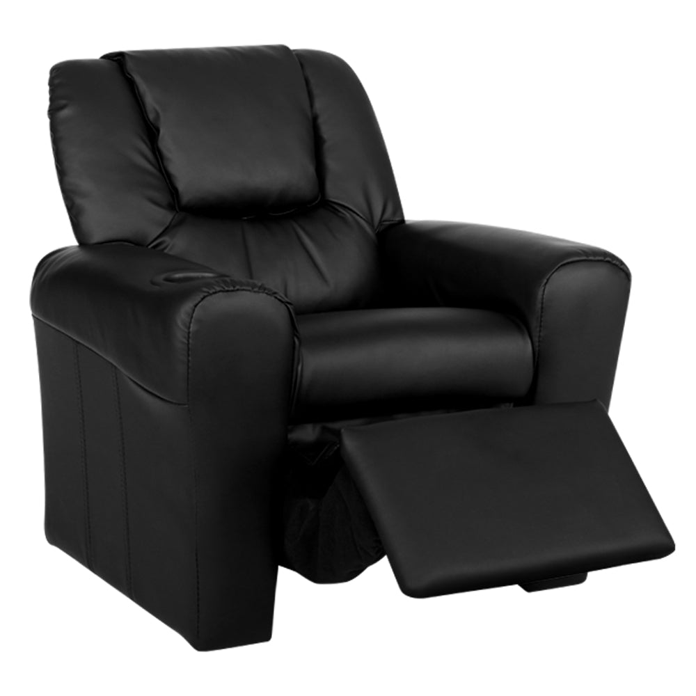 Keezi Kids Recliner Chair PU Leather Black
