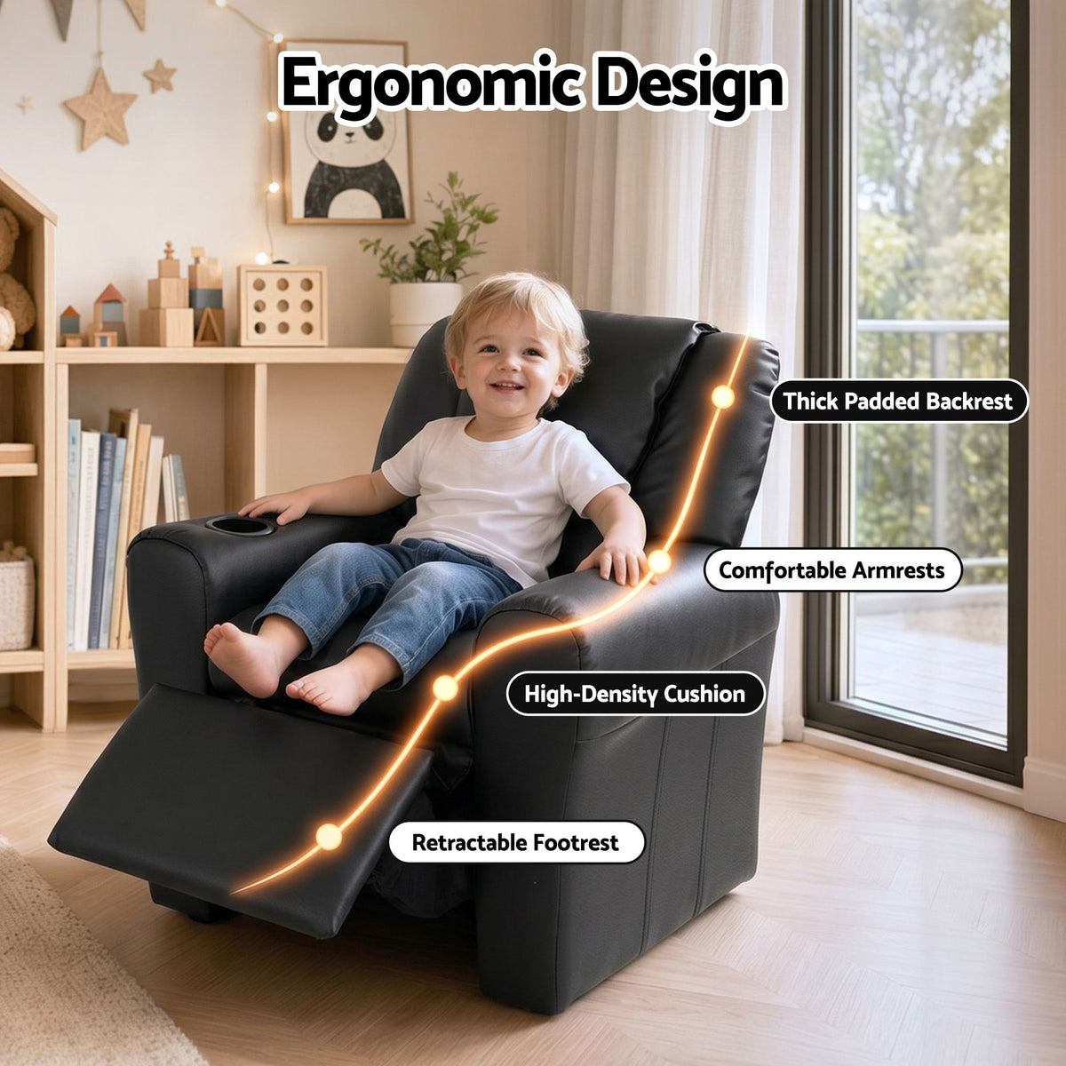 Keezi Kids Recliner Chair PU Leather Lounge Sofa Armchair