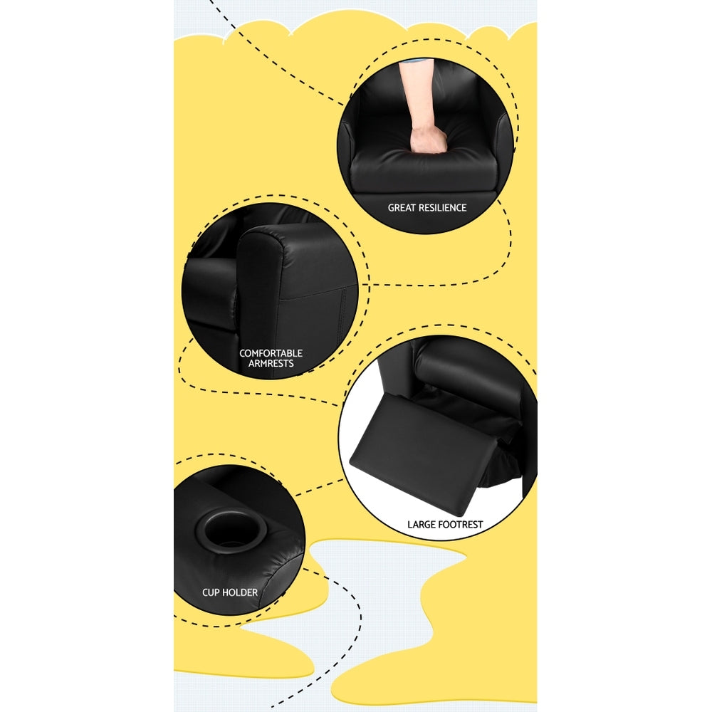 Keezi Kids Recliner Chair PU Leather Black