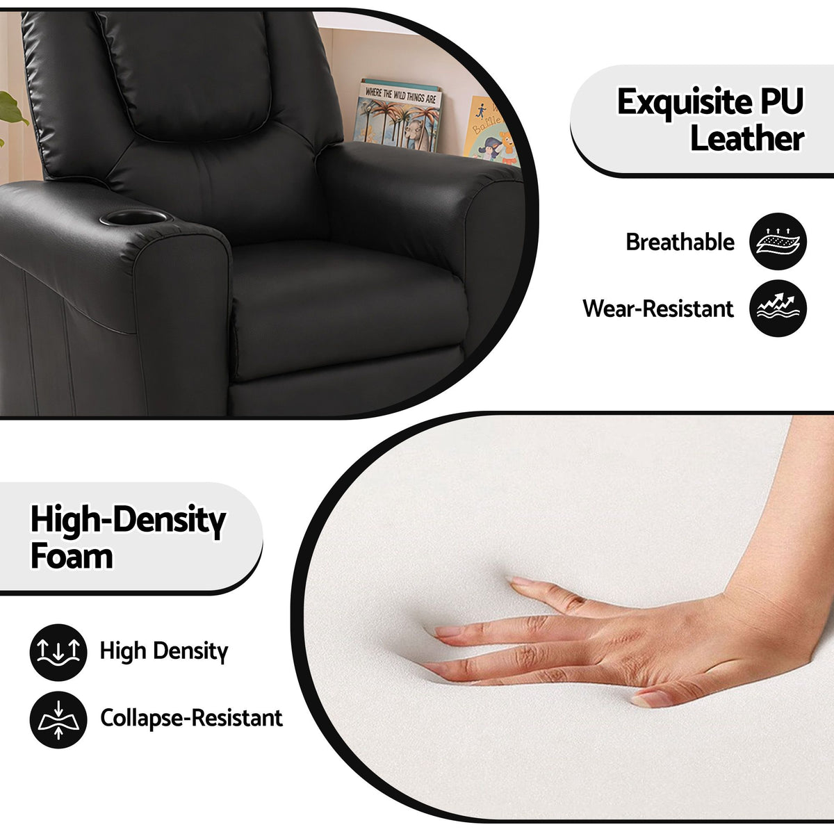 Keezi Kids Recliner Chair PU Leather Lounge Sofa Armchair