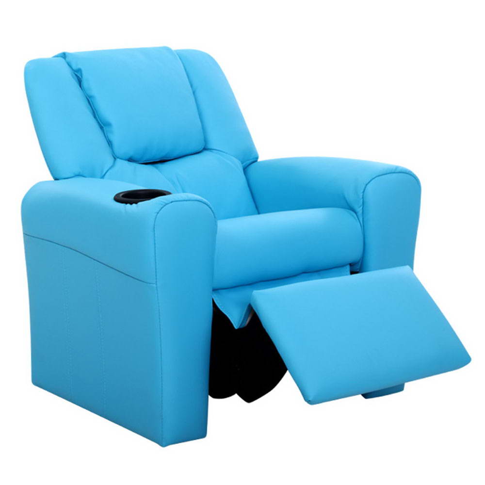 Keezi Kids Recliner Chair PU Leather Blue