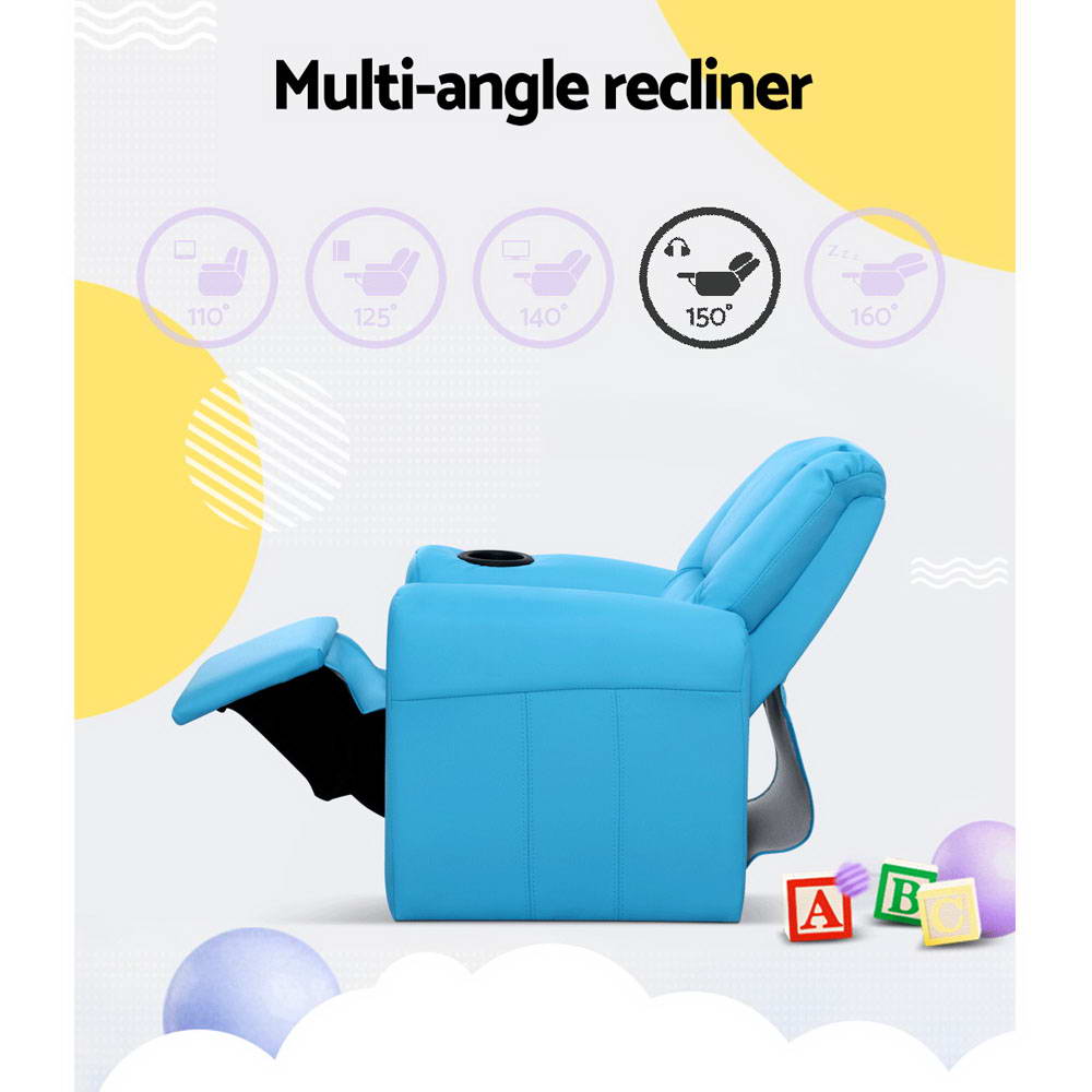 Keezi Kids Recliner Chair PU Leather Blue