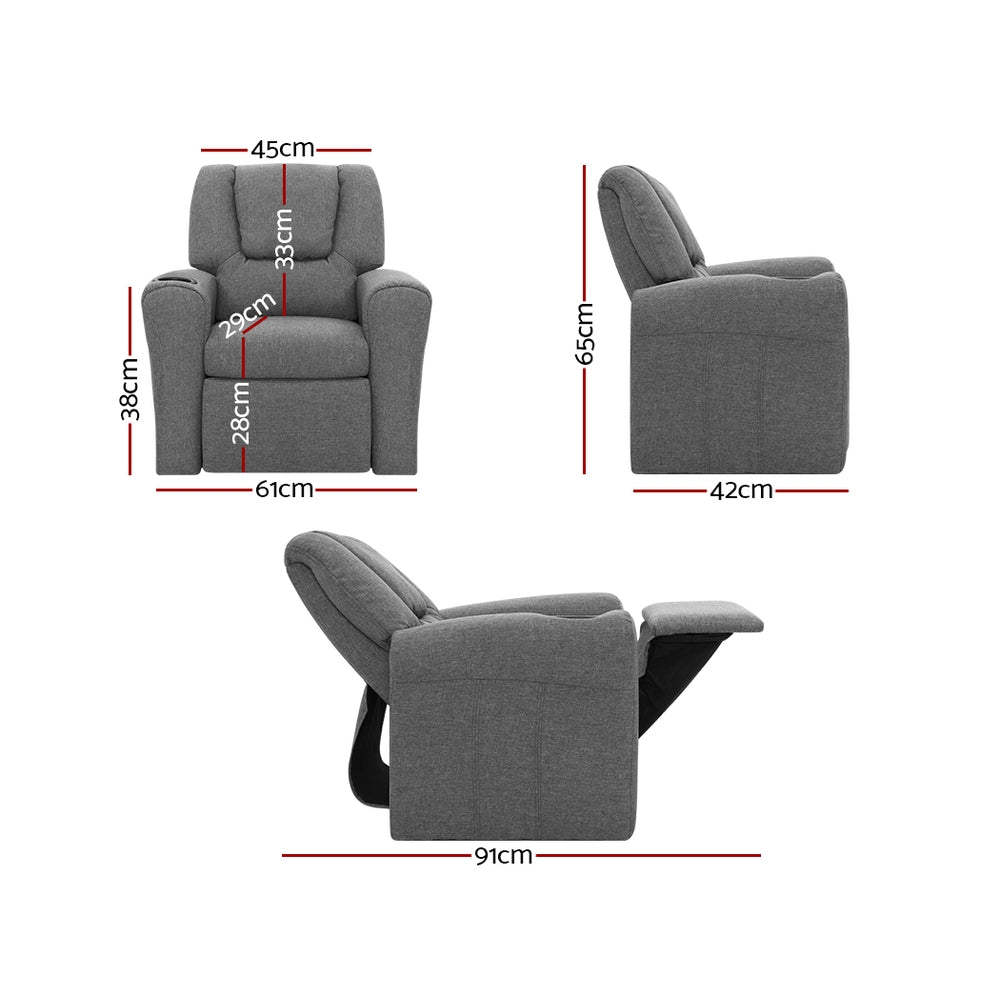 Keezi Kids Recliner Armchair Linen Grey