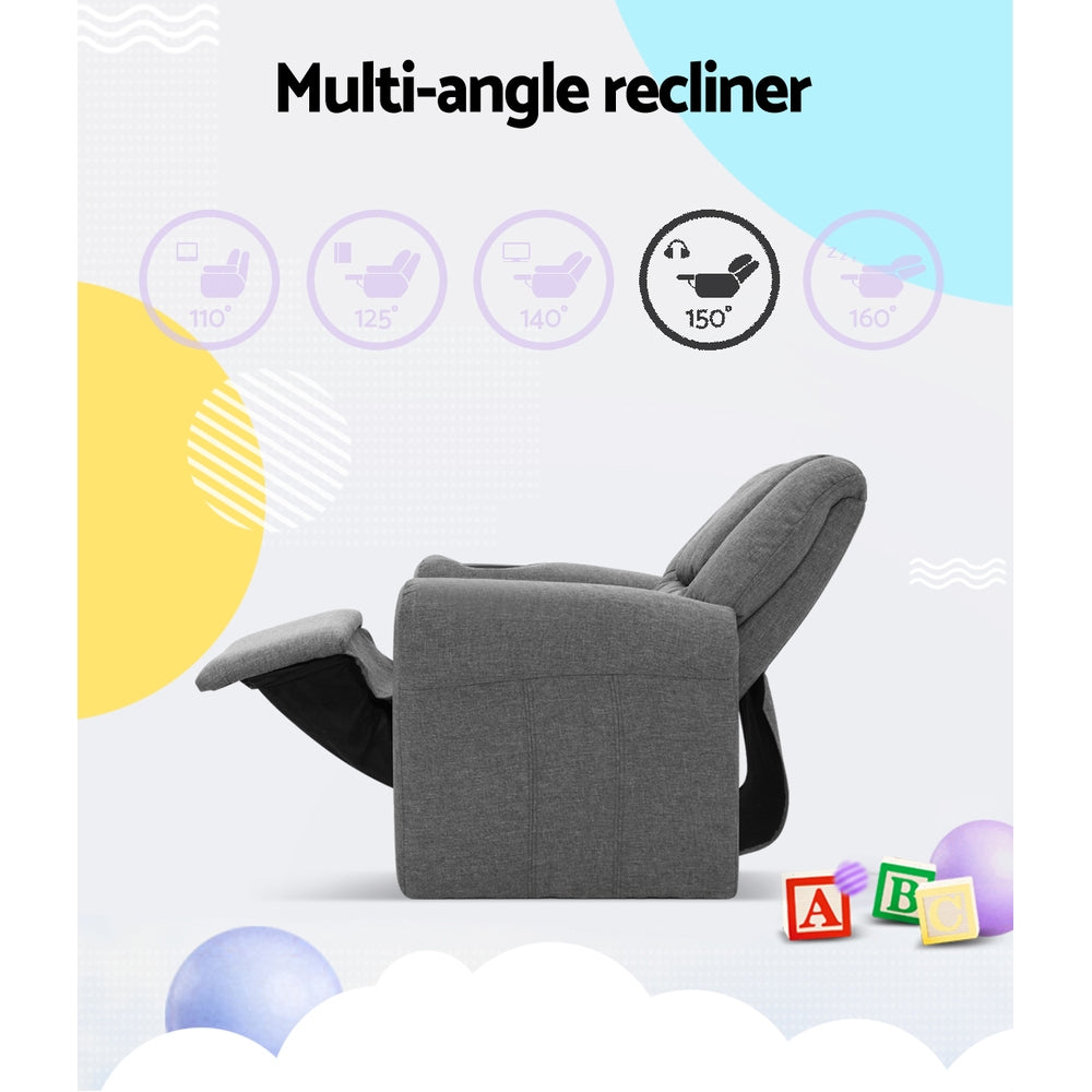 Keezi Kids Recliner Armchair Linen Grey