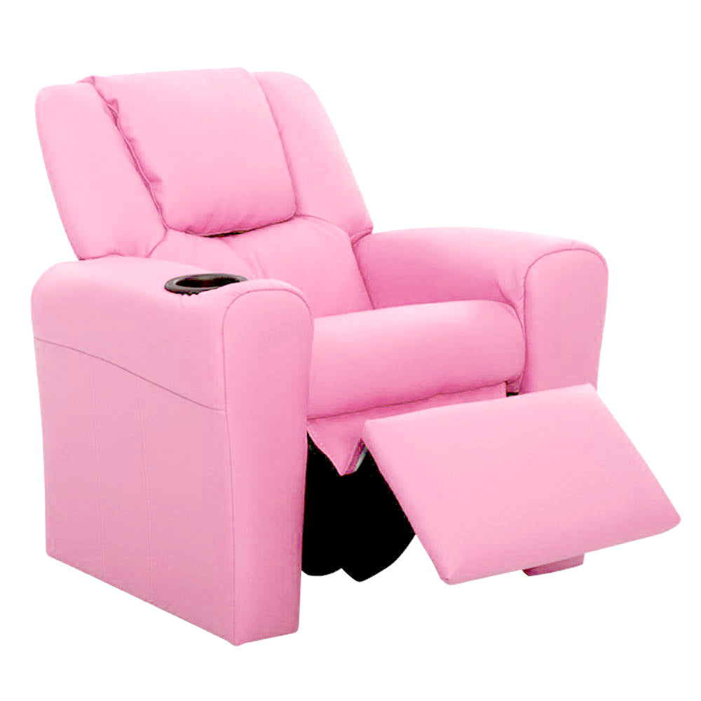 Keezi Kids Recliner Chair PU Leather Pink