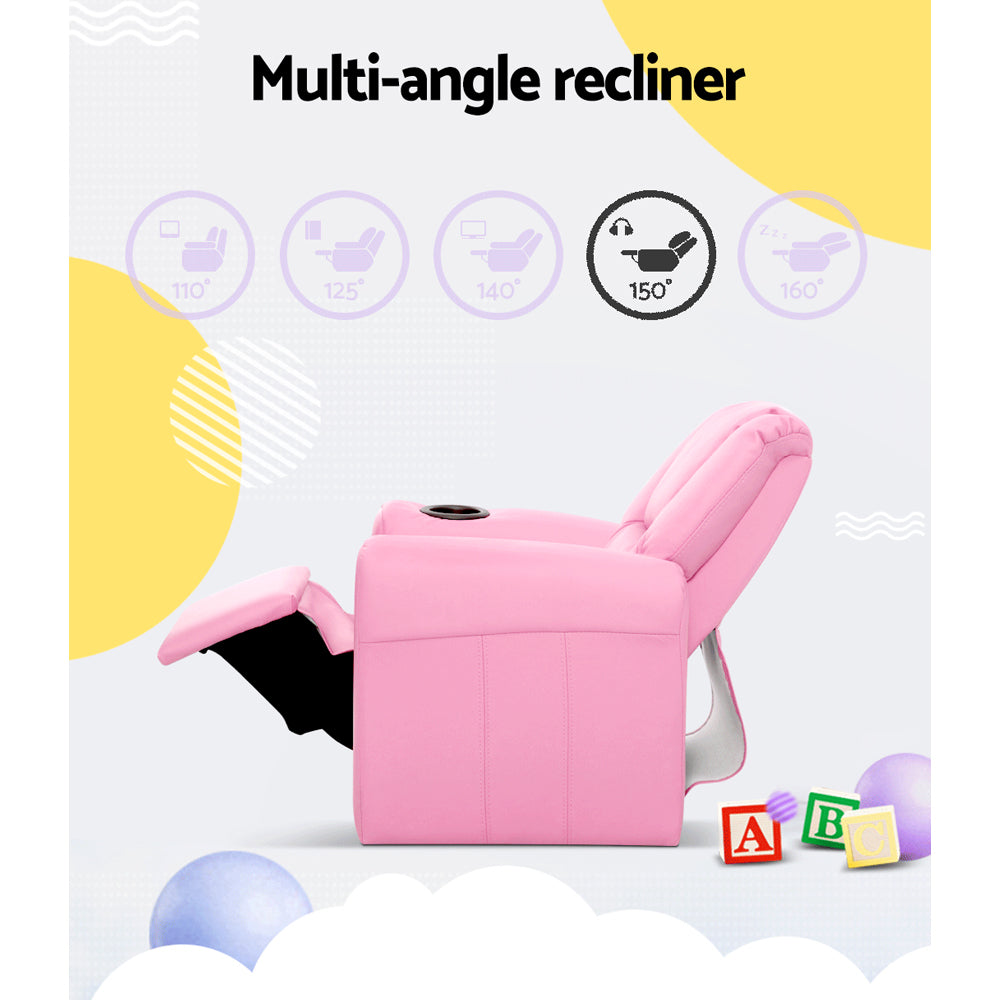 Keezi Kids Recliner Chair PU Leather Pink