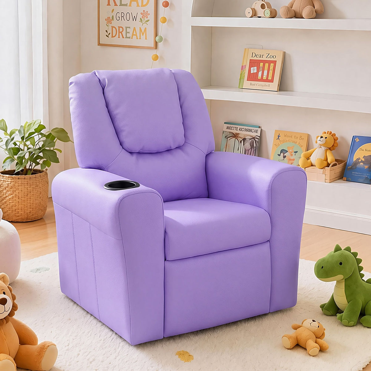 Keezi Kids Recliner Chair PU Leather Lounge Couch Purple