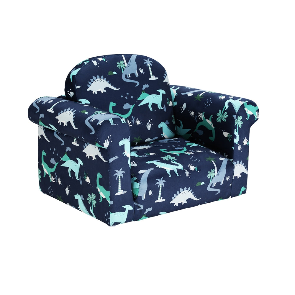 Keezi Kids 1-Seater Flip Open Sofa Dinosaur Navy