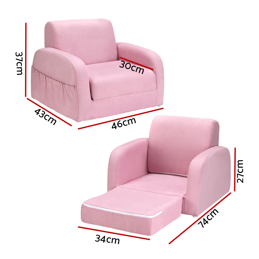Keezi Kids 1-Seater Flip Open Sofa Lounger Pink